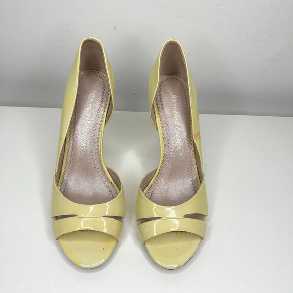 Jean-Michel Cazabat Yellow Olina Open-Toe D'Orsay Leather Stiletto Heel 38 7.5 - Picture 1 of 10
